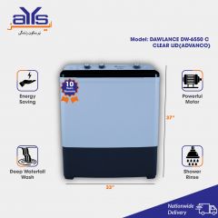 Dawlance DW-6550 C Clear LID Advanco Twin Tub Top Load Semi Automatic Washing Machine 8 KG Capacity Energy Saving